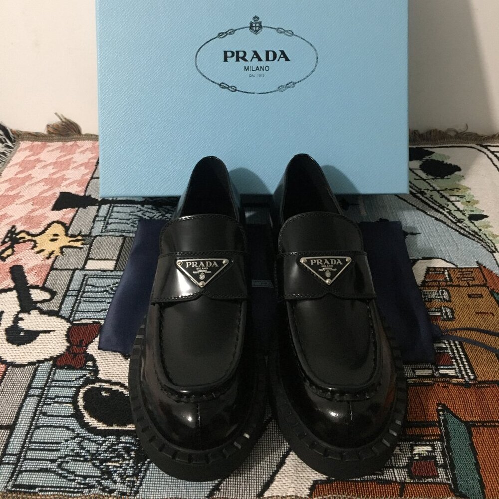 Prada women's black loafers